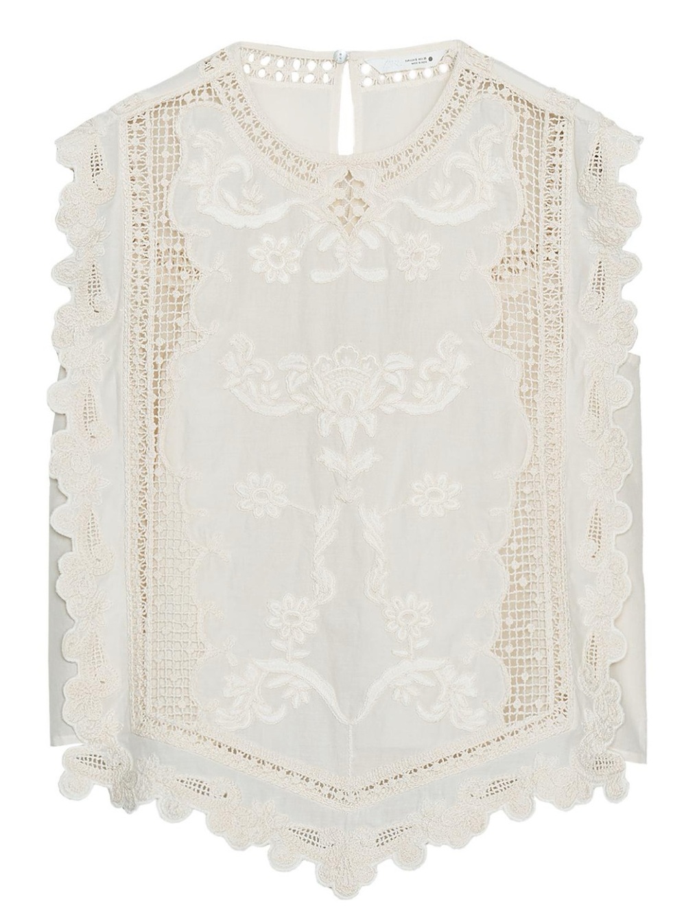Zara Cream Lace Embroidered Sleeveless Camisole